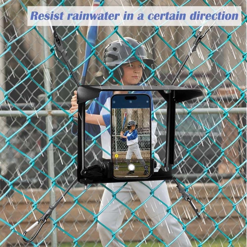 BUMOVE Cell Phone Fence Mount with Shade, Phones Holder Mounting Kit for iPhone, Mevo Start, GoPro and Other Action Cameras, for Recording Baseball, Hockey, Softball and Tennis Games (Black) - Image 3